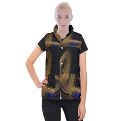 Wondrous Trajectorie Illustrated Line Light Black Women s Button Up Puffer Vest by Mariart