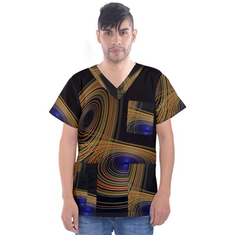 Wondrous Trajectorie Illustrated Line Light Black Men s V-neck Scrub Top by Mariart