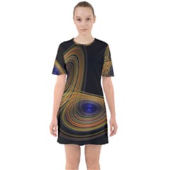 Wondrous Trajectorie Illustrated Line Light Black Mini Dress