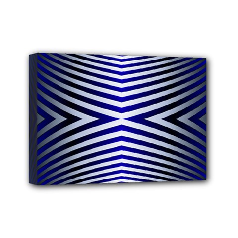 Blue Lines Iterative Art Wave Chevron Mini Canvas 7  X 5 