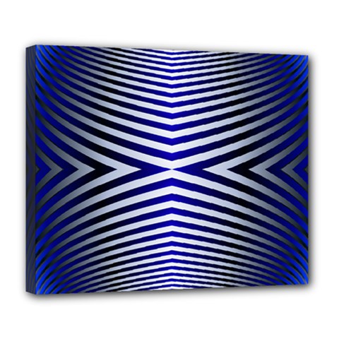 Blue Lines Iterative Art Wave Chevron Deluxe Canvas 24  X 20  