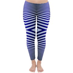 Blue Lines Iterative Art Wave Chevron Classic Winter Leggings by Mariart