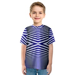 Blue Lines Iterative Art Wave Chevron Kids  Sport Mesh Tee