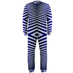 Blue Lines Iterative Art Wave Chevron Onepiece Jumpsuit (men) 