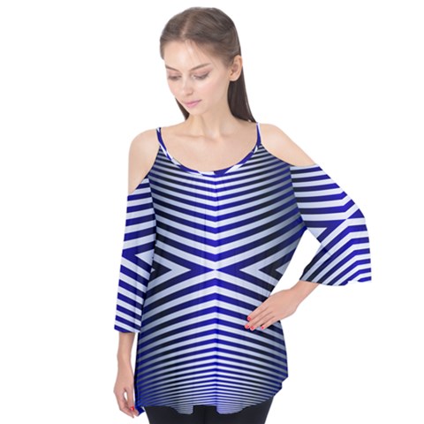 Blue Lines Iterative Art Wave Chevron Flutter Tees by Mariart