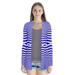 Blue Lines Iterative Art Wave Chevron Drape Collar Cardigan by Mariart