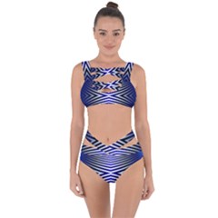 Blue Lines Iterative Art Wave Chevron Bandaged Up Bikini Set  by Mariart