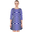 Blue Lines Iterative Art Wave Chevron Smock Dress View1