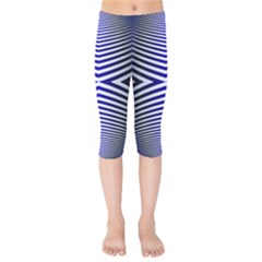 Blue Lines Iterative Art Wave Chevron Kids  Capri Leggings 