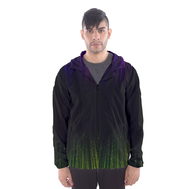 Colorful Light Ray Border Animation Loop Rainbow Motion Background Space Hooded Wind Breaker (Men)