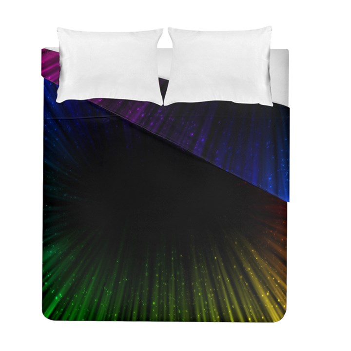 Colorful Light Ray Border Animation Loop Rainbow Motion Background Space Duvet Cover Double Side (Full/ Double Size)