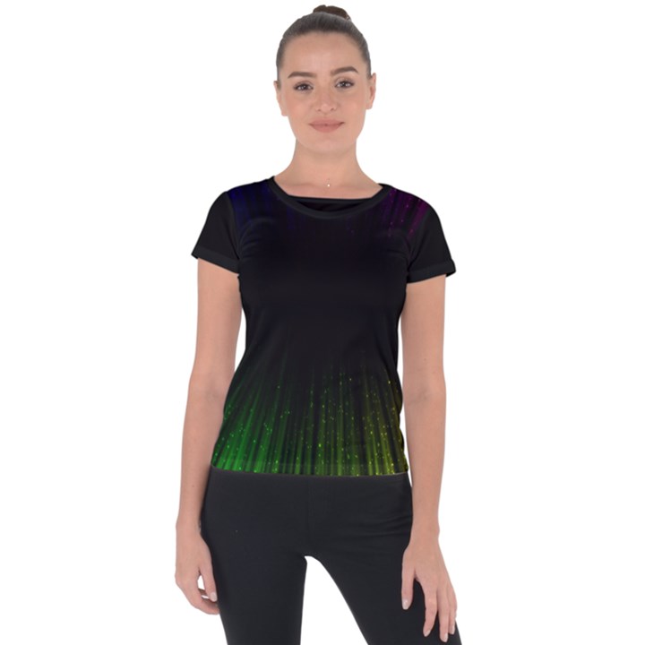 Colorful Light Ray Border Animation Loop Rainbow Motion Background Space Short Sleeve Sports Top 