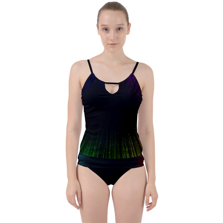 Colorful Light Ray Border Animation Loop Rainbow Motion Background Space Cut Out Top Tankini Set