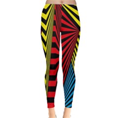 Door Pattern Line Abstract Illustration Waves Wave Chevron Red Blue Yellow Black Leggings  by Mariart