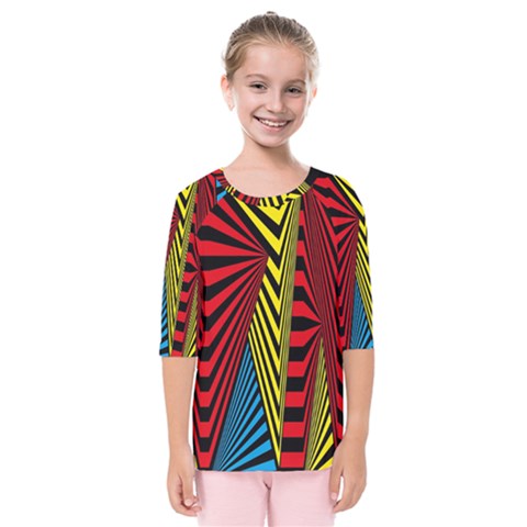 Door Pattern Line Abstract Illustration Waves Wave Chevron Red Blue Yellow Black Kids  Quarter Sleeve Raglan Tee by Mariart