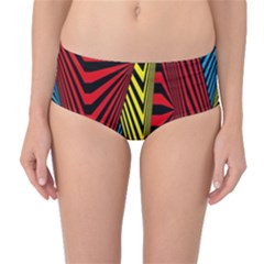 Door Pattern Line Abstract Illustration Waves Wave Chevron Red Blue Yellow Black Mid-waist Bikini Bottoms