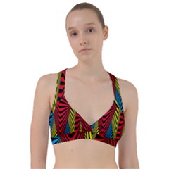 Door Pattern Line Abstract Illustration Waves Wave Chevron Red Blue Yellow Black Sweetheart Sports Bra