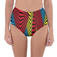 Door Pattern Line Abstract Illustration Waves Wave Chevron Red Blue Yellow Black Reversible High-waist Bikini Bottoms by Mariart