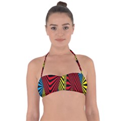 Door Pattern Line Abstract Illustration Waves Wave Chevron Red Blue Yellow Black Halter Bandeau Bikini Top by Mariart