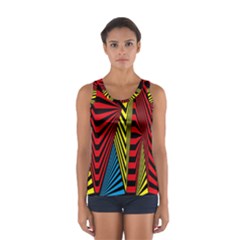 Door Pattern Line Abstract Illustration Waves Wave Chevron Red Blue Yellow Black Sport Tank Top  by Mariart