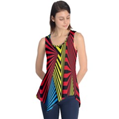 Door Pattern Line Abstract Illustration Waves Wave Chevron Red Blue Yellow Black Sleeveless Tunic