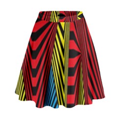 Door Pattern Line Abstract Illustration Waves Wave Chevron Red Blue Yellow Black High Waist Skirt by Mariart