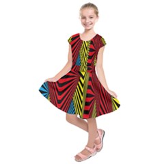 Door Pattern Line Abstract Illustration Waves Wave Chevron Red Blue Yellow Black Kids  Short Sleeve Dress by Mariart