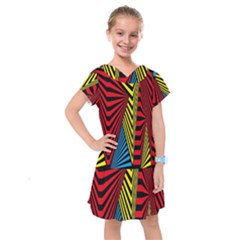 Door Pattern Line Abstract Illustration Waves Wave Chevron Red Blue Yellow Black Kids  Drop Waist Dress by Mariart