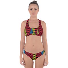 Door Pattern Line Abstract Illustration Waves Wave Chevron Red Blue Yellow Black Cross Back Hipster Bikini Set