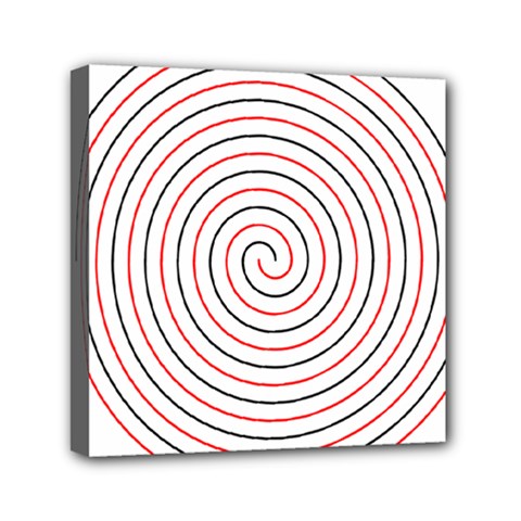 Double Line Spiral Spines Red Black Circle Mini Canvas 6  X 6  by Mariart