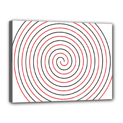 Double Line Spiral Spines Red Black Circle Canvas 16  X 12  by Mariart