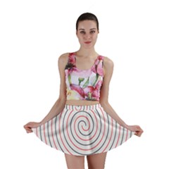 Double Line Spiral Spines Red Black Circle Mini Skirt