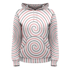 Double Line Spiral Spines Red Black Circle Women s Pullover Hoodie by Mariart