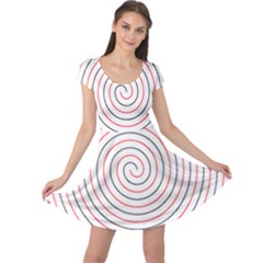 Double Line Spiral Spines Red Black Circle Cap Sleeve Dress by Mariart