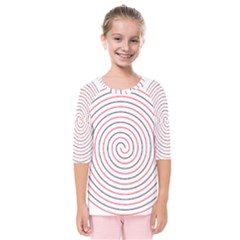 Double Line Spiral Spines Red Black Circle Kids  Quarter Sleeve Raglan Tee