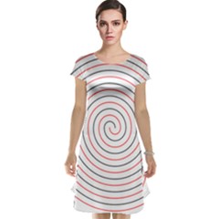 Double Line Spiral Spines Red Black Circle Cap Sleeve Nightdress by Mariart