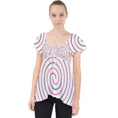 Double Line Spiral Spines Red Black Circle Dolly Top by Mariart