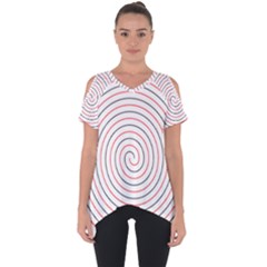 Double Line Spiral Spines Red Black Circle Cut Out Side Drop Tee by Mariart