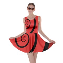 Double Spiral Thick Lines Black Red Skater Dress by Mariart