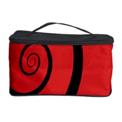 Double Spiral Thick Lines Black Red Cosmetic Storage Case by Mariart