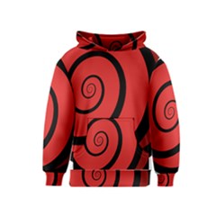 Double Spiral Thick Lines Black Red Kids  Pullover Hoodie by Mariart