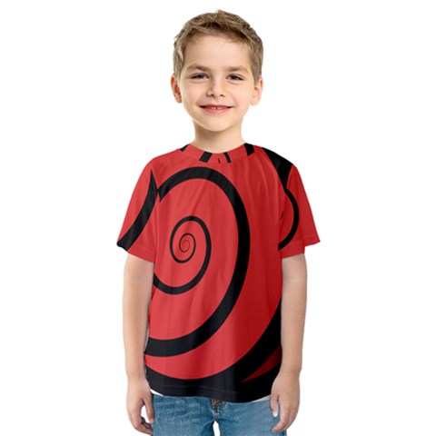 Double Spiral Thick Lines Black Red Kids  Sport Mesh Tee by Mariart