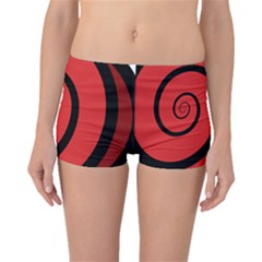 Double Spiral Thick Lines Black Red Boyleg Bikini Bottoms by Mariart