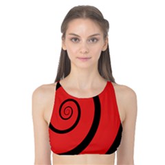 Double Spiral Thick Lines Black Red Tank Bikini Top by Mariart