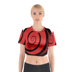 Double Spiral Thick Lines Black Red Cotton Crop Top by Mariart