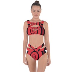 Double Spiral Thick Lines Black Red Bandaged Up Bikini Set  by Mariart