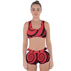 Double Spiral Thick Lines Black Red Racerback Boyleg Bikini Set by Mariart