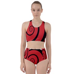 Double Spiral Thick Lines Black Red Racer Back Bikini Set by Mariart