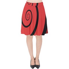 Double Spiral Thick Lines Black Red Velvet High Waist Skirt by Mariart