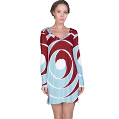 Double Spiral Thick Lines Blue Red Long Sleeve Nightdress